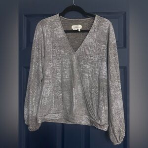 Anthropologie Carys Dolman Silver Metallic Top Size Small